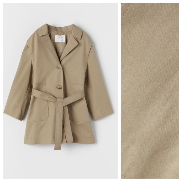 NWT. Zara Kids Tan Basic Trench Coat. Size 10. - Picture 1 of 8